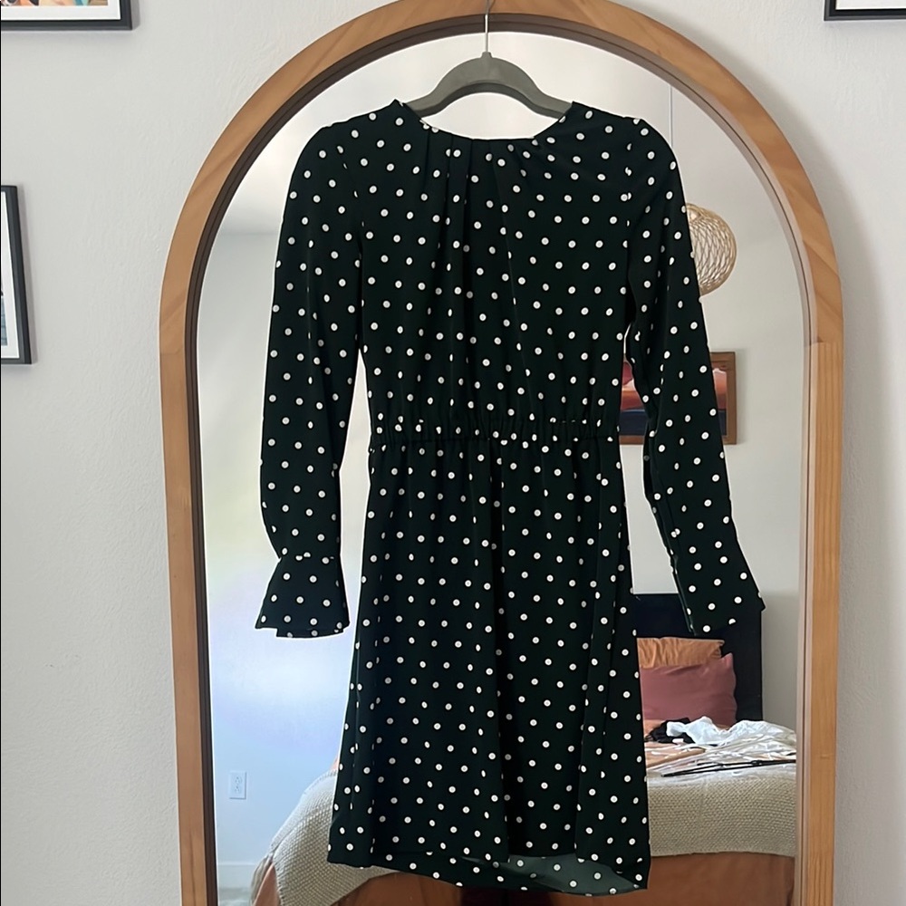 H&M Dark green Fit and Flare Dress with Bell Sleeves